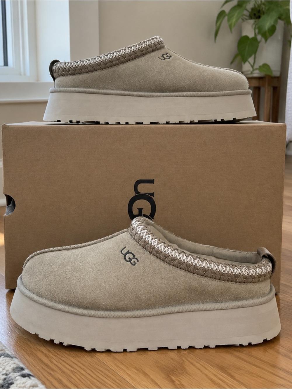 UGG Men's Slip-On Platform Mules in Taupe